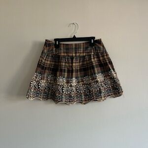 y2k fairycore brown plaid mini skirt